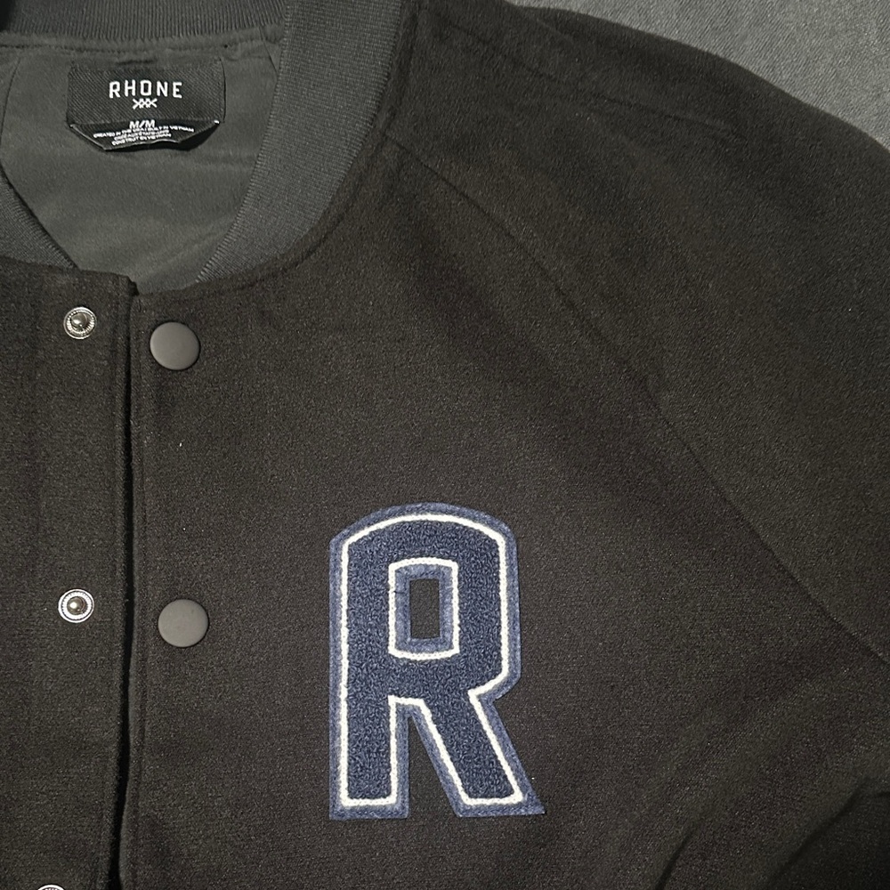 RHONE Black Bomber Jacket with Embroidered Details - Picture 3 of 4